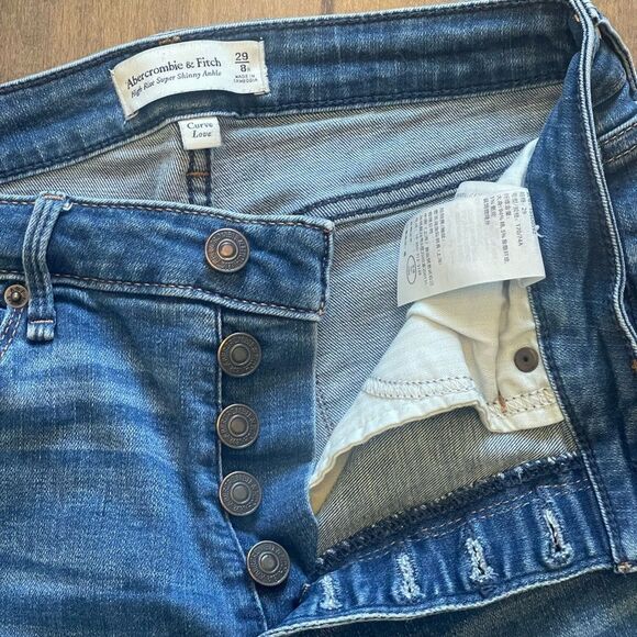 Abercrombie & Fitch Blue High Rise Super Skinny Ankle - Curve Love 29/8R - Picture 2 of 5